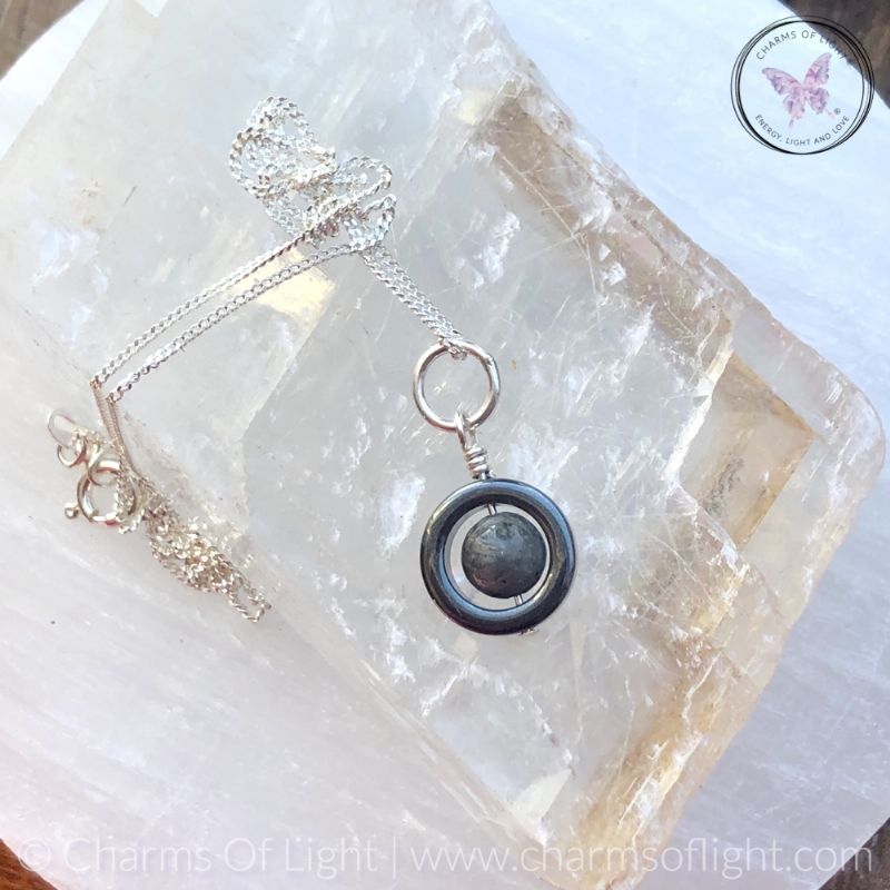 Hematite Gemstone Fidget Necklace (Larvikite)